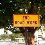 "End Road Work" sign, not near any road work Quincy Quarry News Photo.