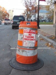 Dyslexic dated traffic cone - A Quincy Quarry Photo