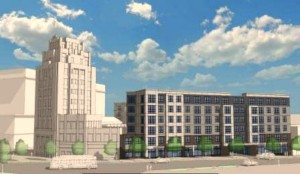 Sheskey Architects' rendering of the proposed West of Chestnut luxury apartment building