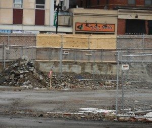 Backside of sideways hit & run accident scene <br />A Quincy Quarry News photo