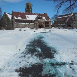 Library walkway and grass plowedA Quincy Quarry News photo