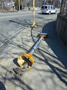 Pedestrian crosswalk light laid lowA Quincy Quarry News photo