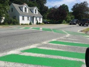 Green painted crosswalksAn Ed Tierney photo per MPUR