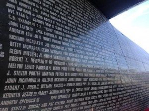 Names of soldiers are memorialized on the side of the plane