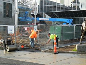 Repaving newish entryway to City HallA Quincy Quarry News photo