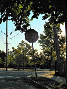 Quincy-high-stop-sign-snail's-eye-view