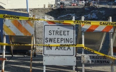 Sideways Sidewalk Hit & Run Accident Scene Good As New