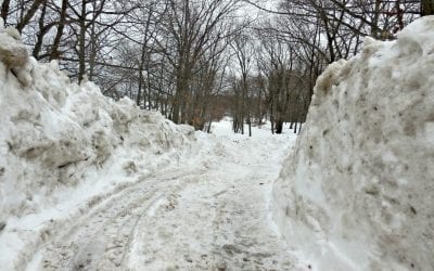 Snow piles piling up on Saturday.