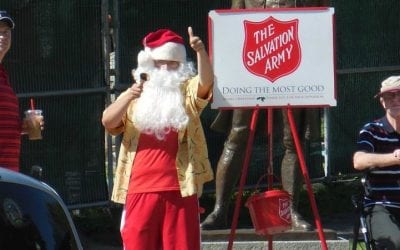 Salvation Army Santa visits Quincy Square during his summer vacation!