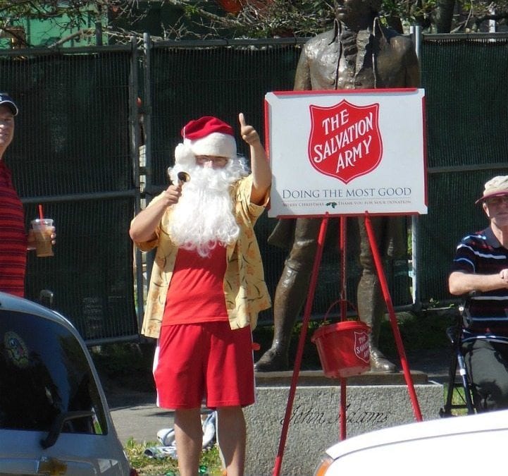 Salvation Army Santa visits Quincy Square during his summer vacation!