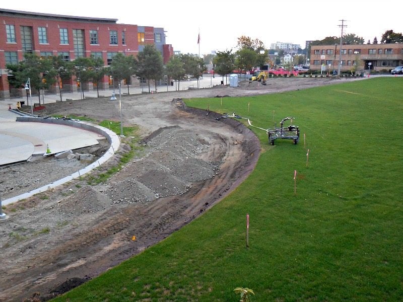 Quincy High School Parcourse still half-sodded