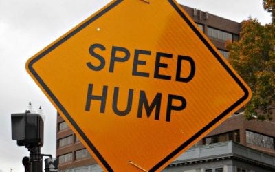 Quincy Center Speed Hump crosswalk construction forces pedestrians into traffic