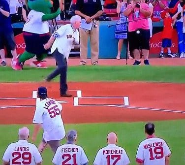 Errant first pitch nails photographer below the belt at Red Sox game