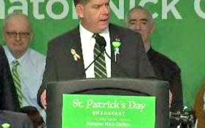 Boston Mayor Marty Walsh shades Quincy at South Boston Saint Patrick’s Day Breakfast