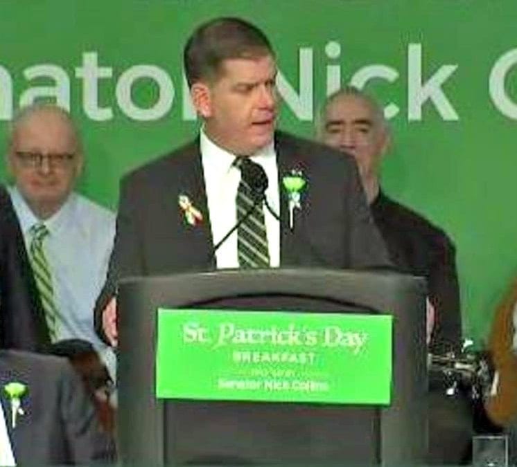 Boston Mayor Marty Walsh shades Quincy at South Boston Saint Patrick’s Day Breakfast