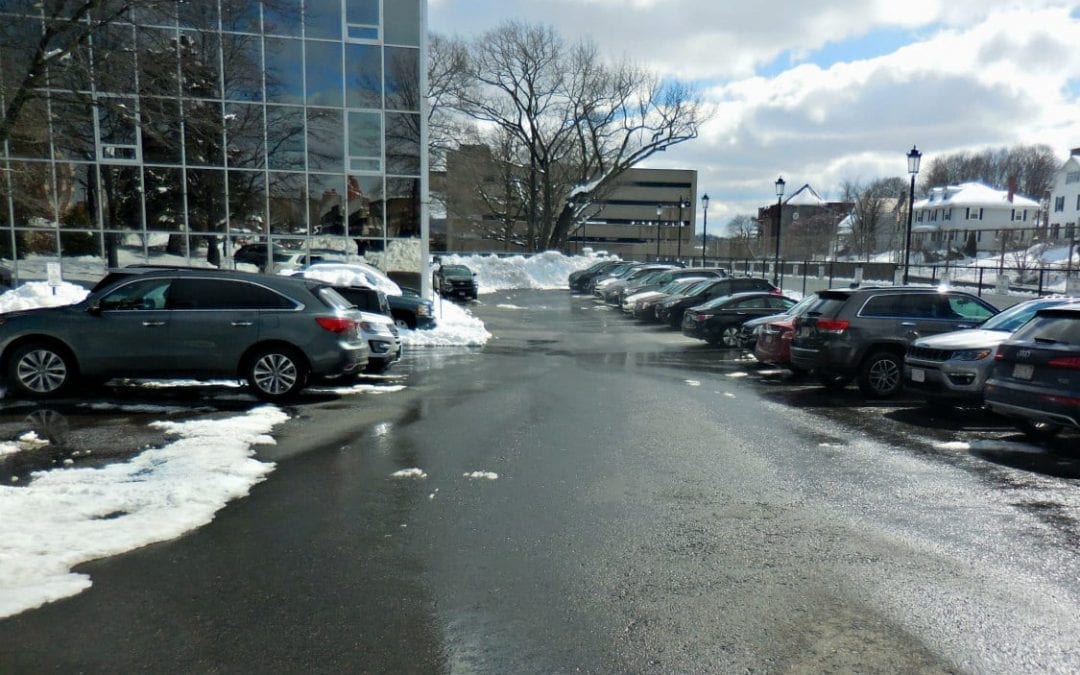 Quincy City Hall VIP parking lot finally ploughed!
