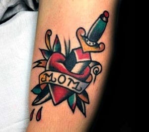 dagger-through-heart-memorial-manly-traditional-mom-tattoo-design-ideas-for-men | Quincy News About Quincy Massachusetts