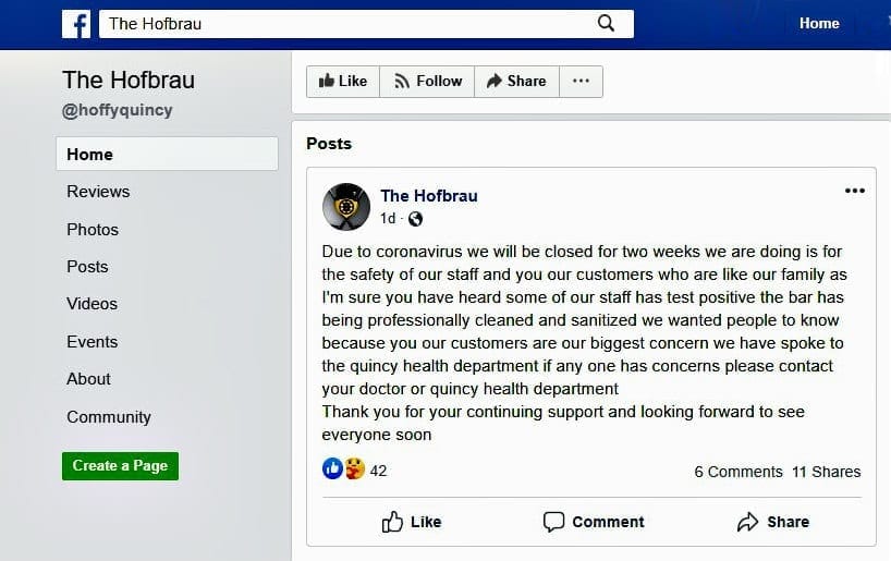 The Hofbrau is the latest victim as COVID-19 cases rise in Quincy