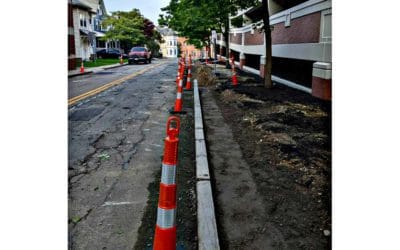 Quincy Center sidewalk disappears during street makeover