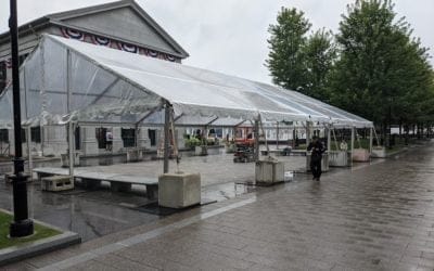 Quincy Mayor Thomas Koch triples down on the tenting of Quincy Center’s Kim Jong Koch Plaza