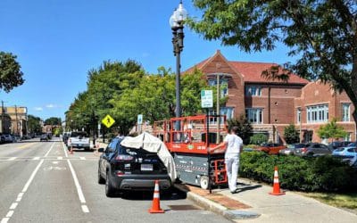 Quincy Center repainting continue at Warp Speed