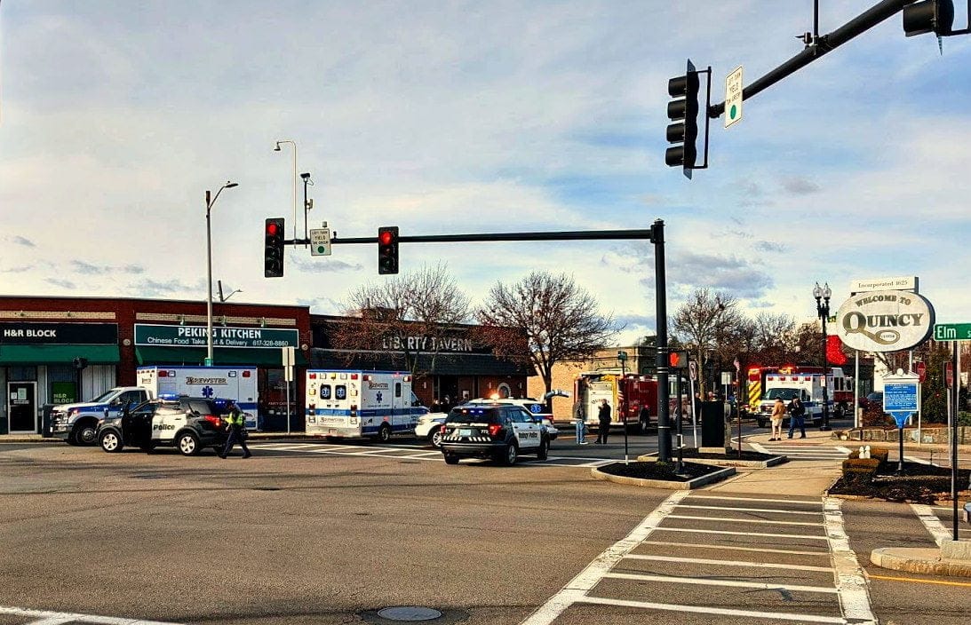 Quincy News Quincy Center Three Car Accident ties up a block on
