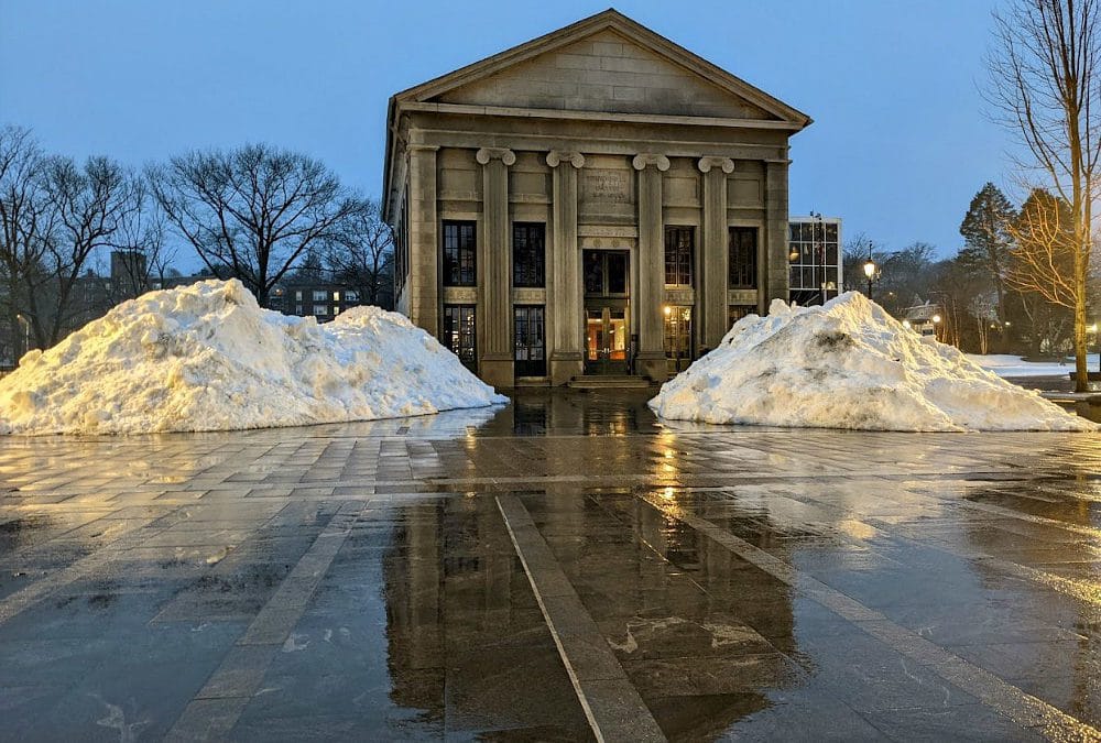 Quincy two City Halls snow piles continued to be piled high