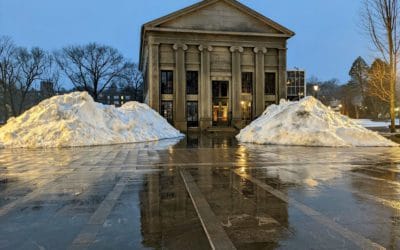 Quincy two City Halls snow piles continued to be piled high