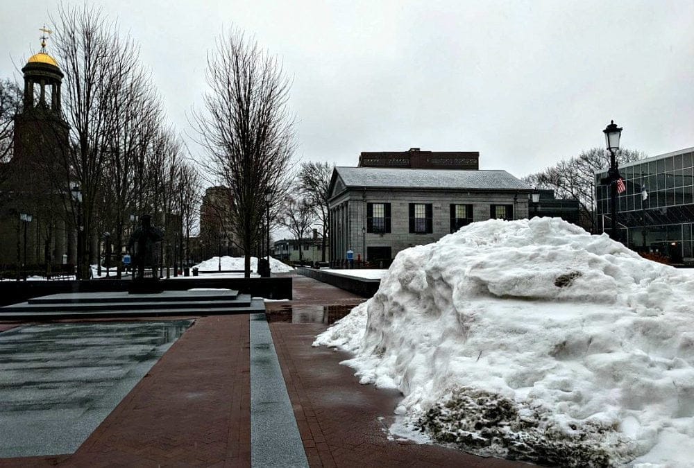 Quincy City Hall still surrounded by snow piles
