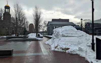 Quincy two City Halls snow piles still piled high