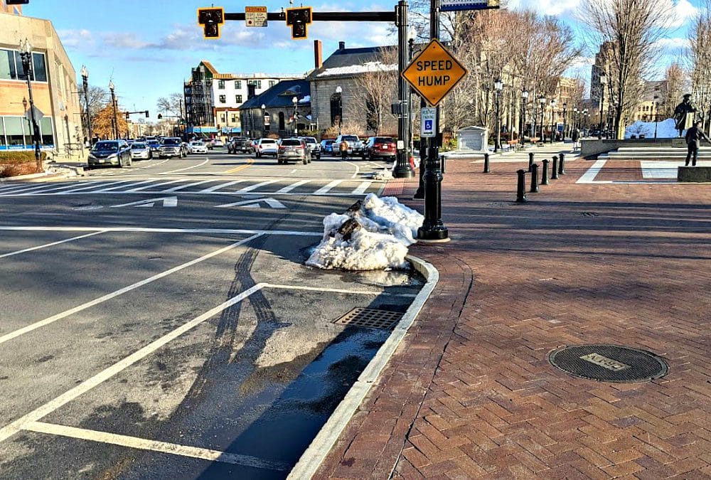 Quincy Quarry News shames the City of Quincy to clear snow pile from City Hall Handicapped Parking?
