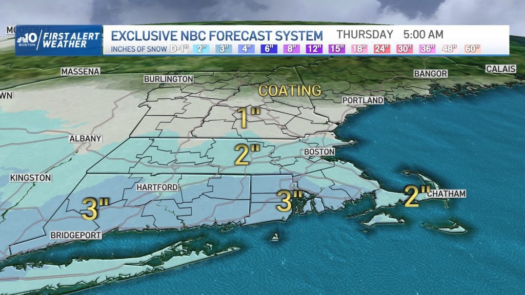 Snowfall forecast tomorrow into Thursday
