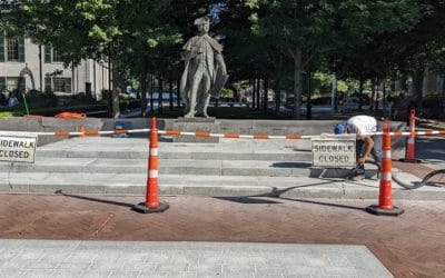 John Hancock statue pedestal undergoing repairs #mayorkoch
