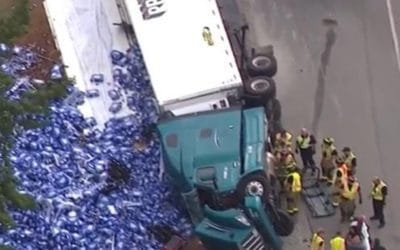 Beer truck ends up light of Bud Light
