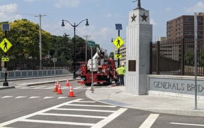 Whacked Quincy Center Pedestrian Traffic Signal finally replaced