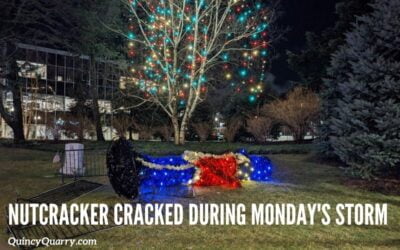Quincy City Hall’s Nutcracker Cracked during Monday’s storm