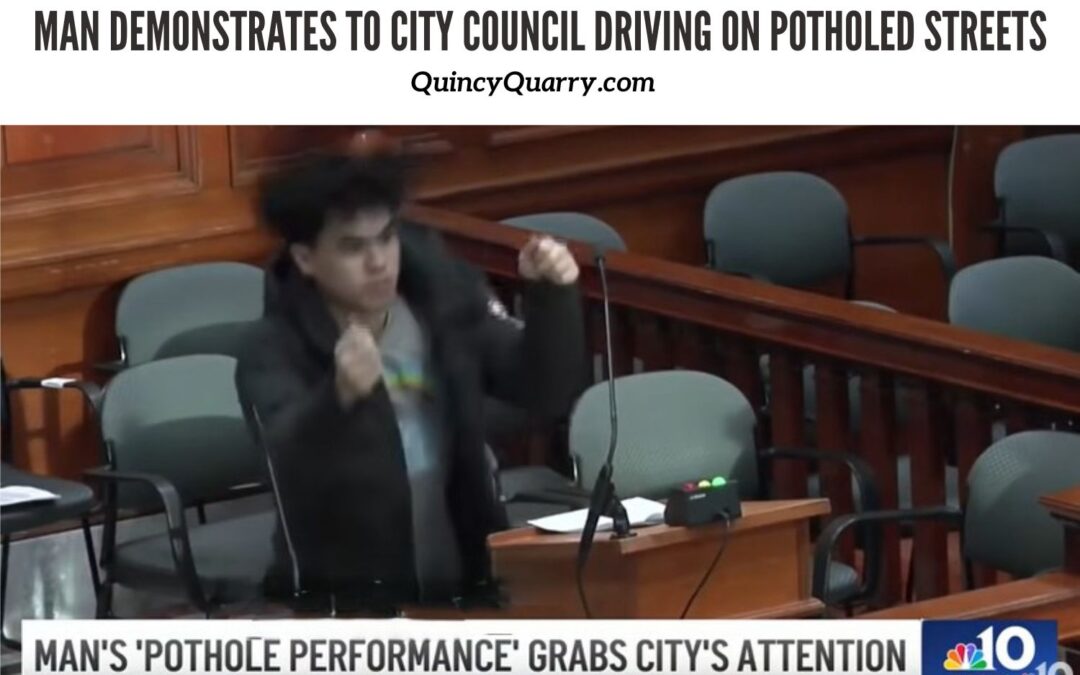 Man Demonstrates To #CityCouncil Driving On Potholed Streets